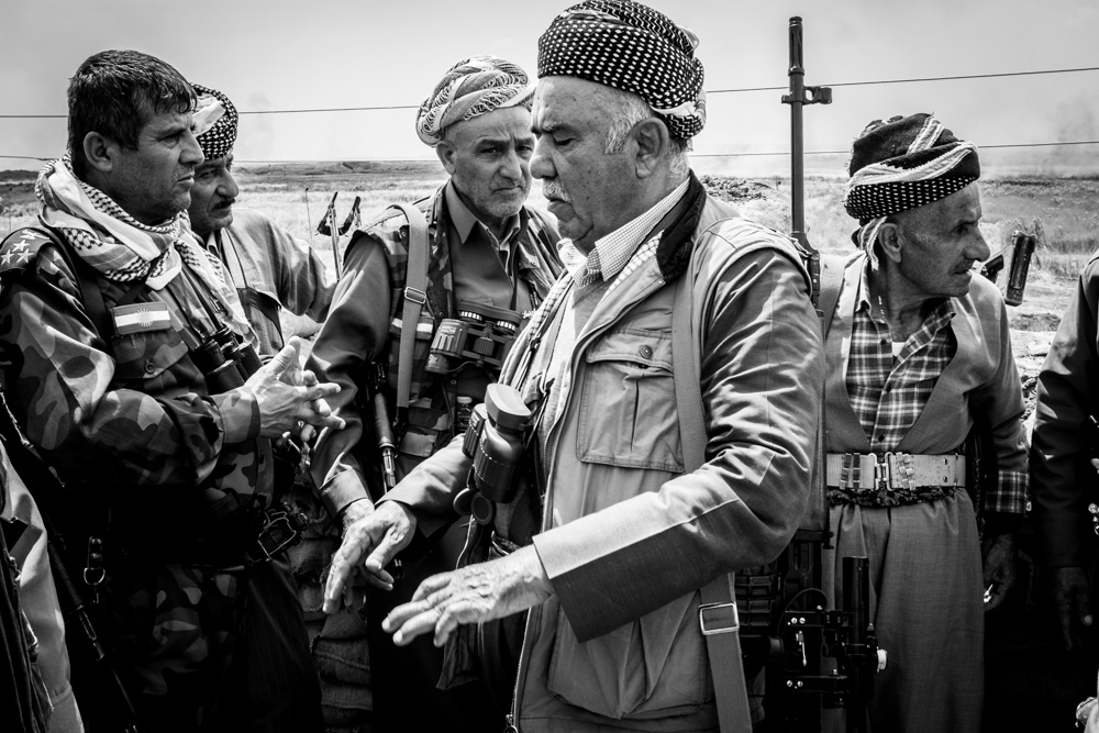 Peshmerga soldiers on the Gwer front line, southwestern Erbil, May 3, 2016. (Photo: Kurdistan24/Alexandre Afonso)